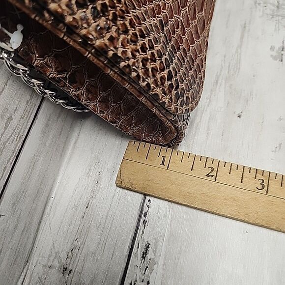 Lulu Townsend Faux Brown Snakeskin Chain Shoulder/Clutch Bag Silver Hardware - Picture 5 of 8